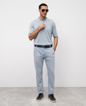 ISAIA Blue silk polo shirt MG8262Y0470