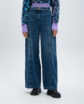 Twinset Blue cargo jeans with a belt 242TP2550