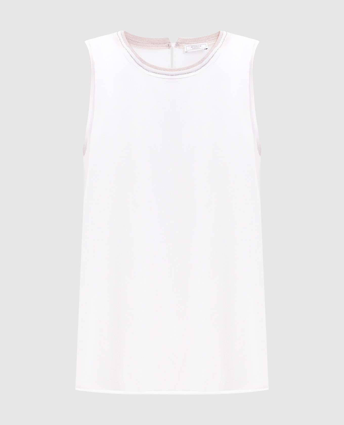 White silk top with monil chain Peserico