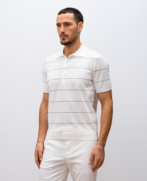Brunello Cucinelli White striped polo shirt M29805305
