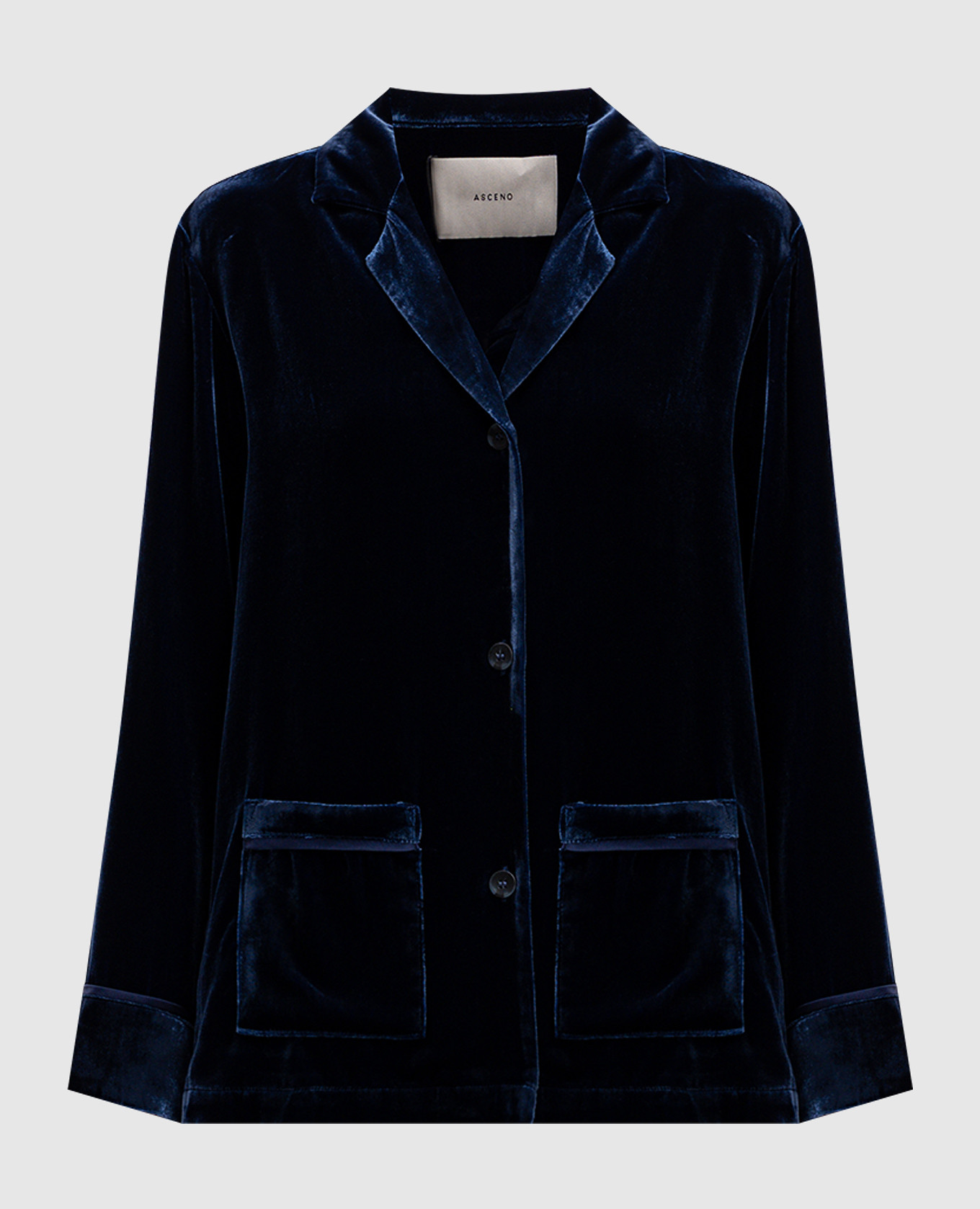 

Beverly blue velvet shirt with silk Asceno