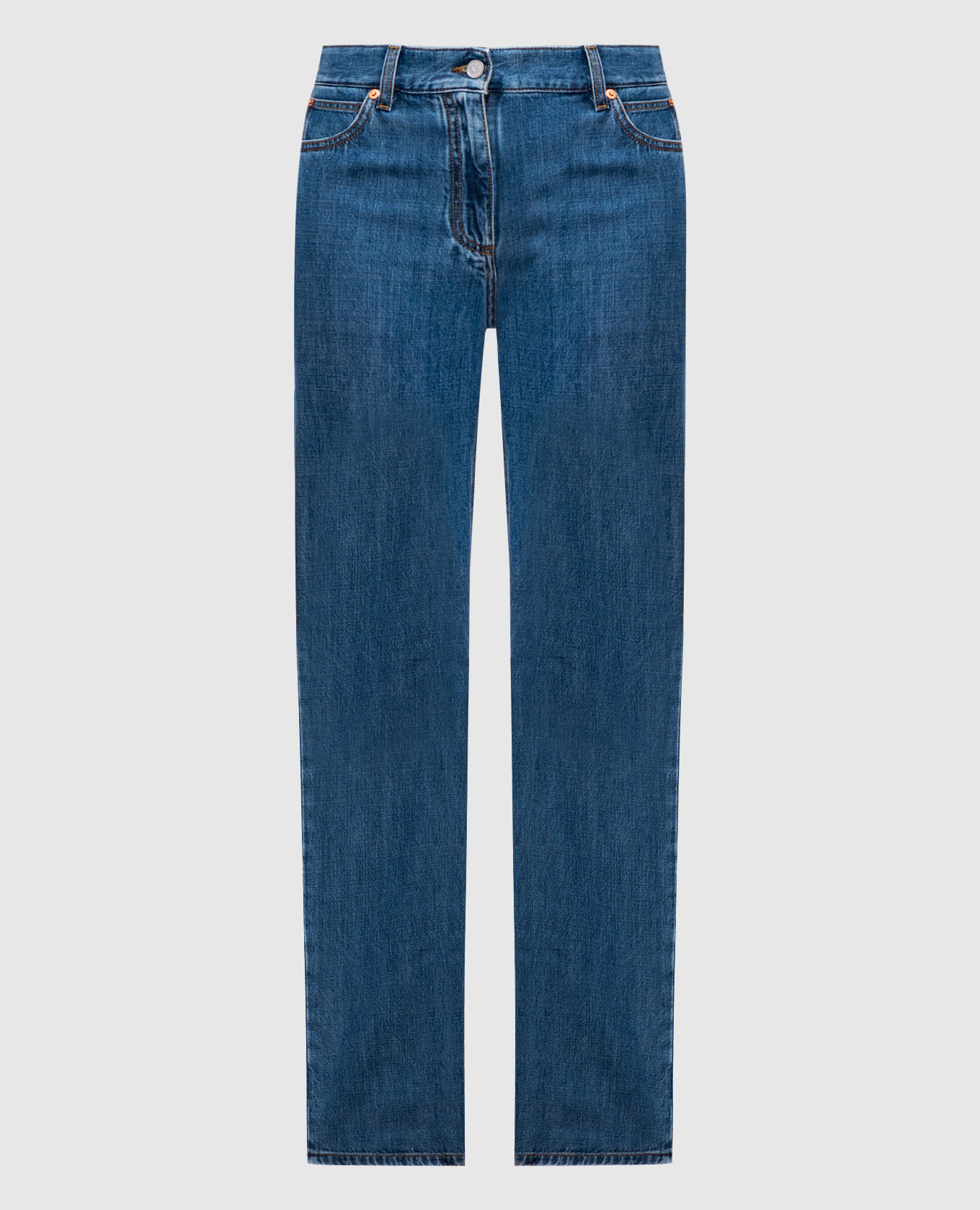 Blue jeans with logo patch Valentino