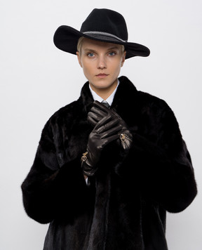 Sermoneta Gloves Black leather gloves with zipper BS103