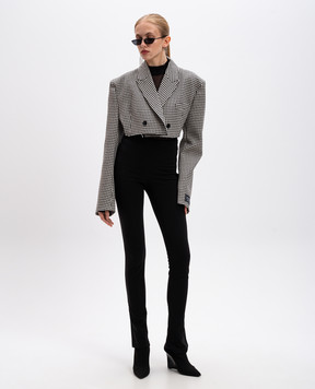 Vetements Black cropped jacket made of wool in a pattern WA65JA721W