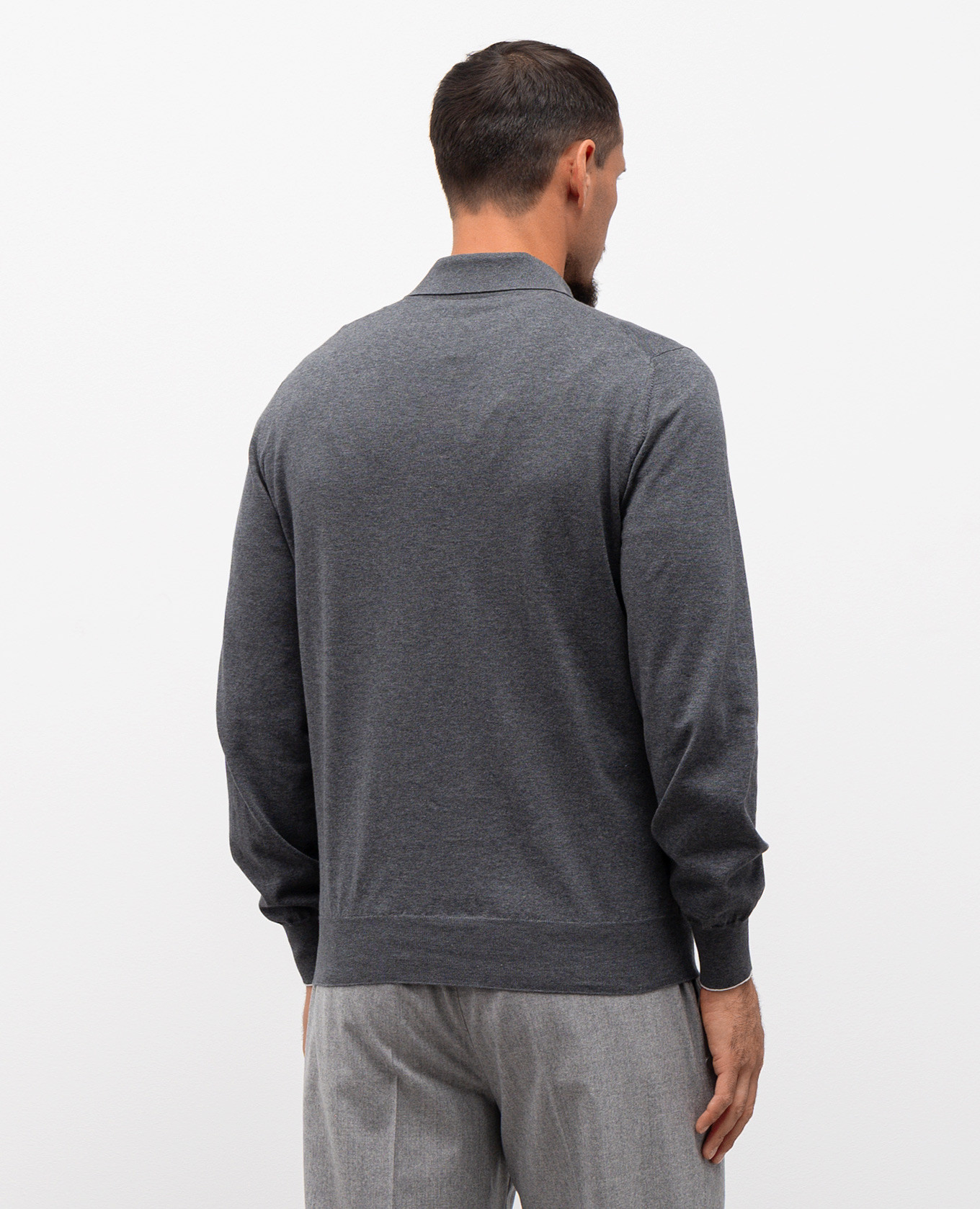 

Gray long-sleeved polo shirt Brunello Cucinelli, Grey