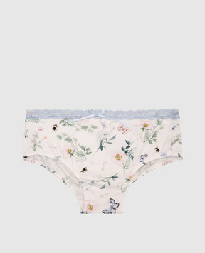 Story Loris Children's white panties in a floral print with lace 35147