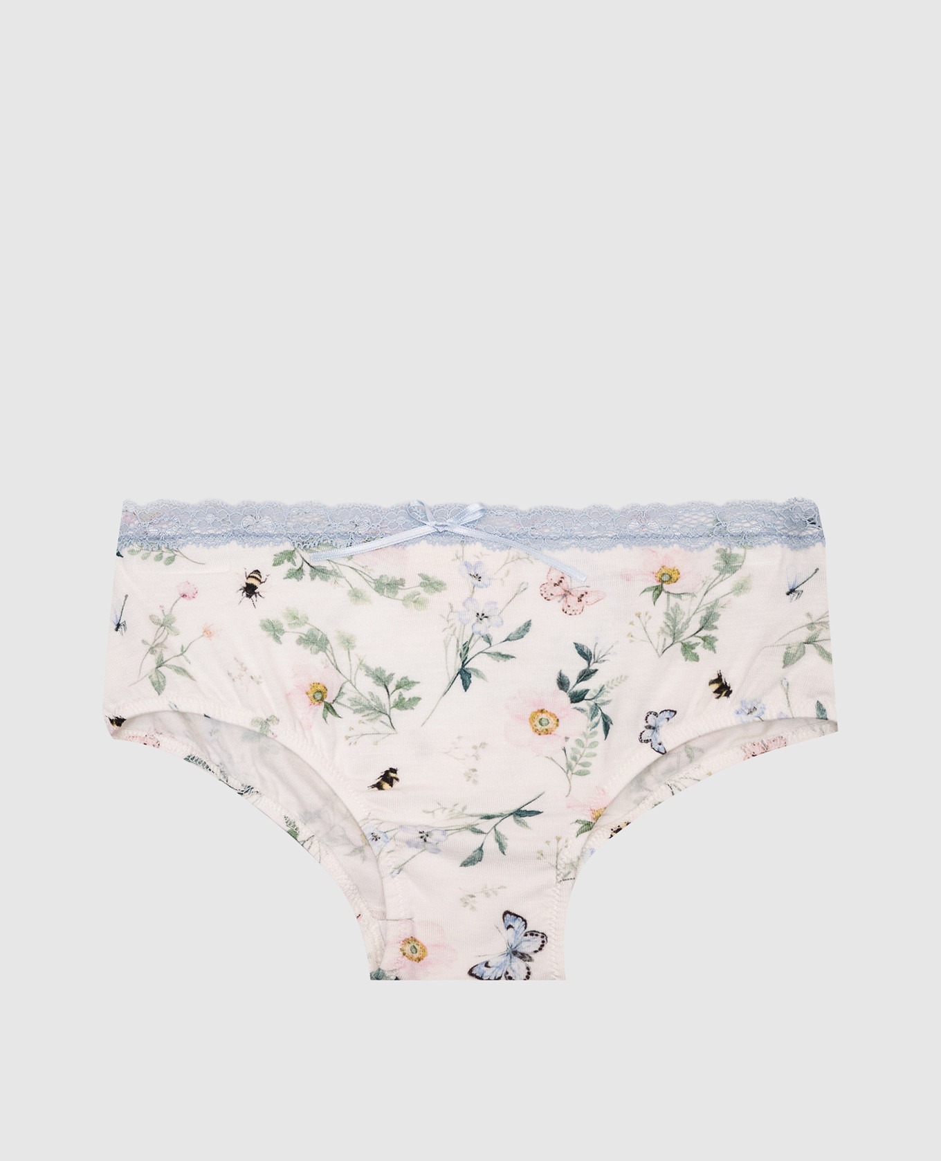 

Children's white panties in a floral print with lace Story Loris