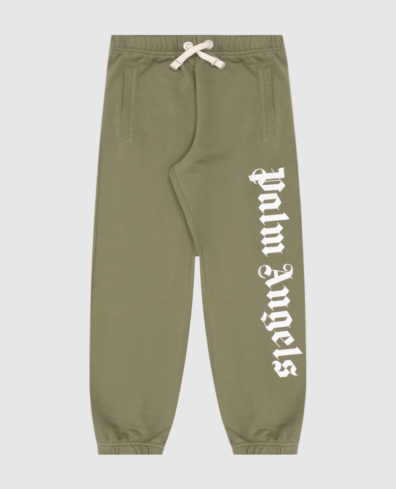 Children's green joggers with a logo print palm angels