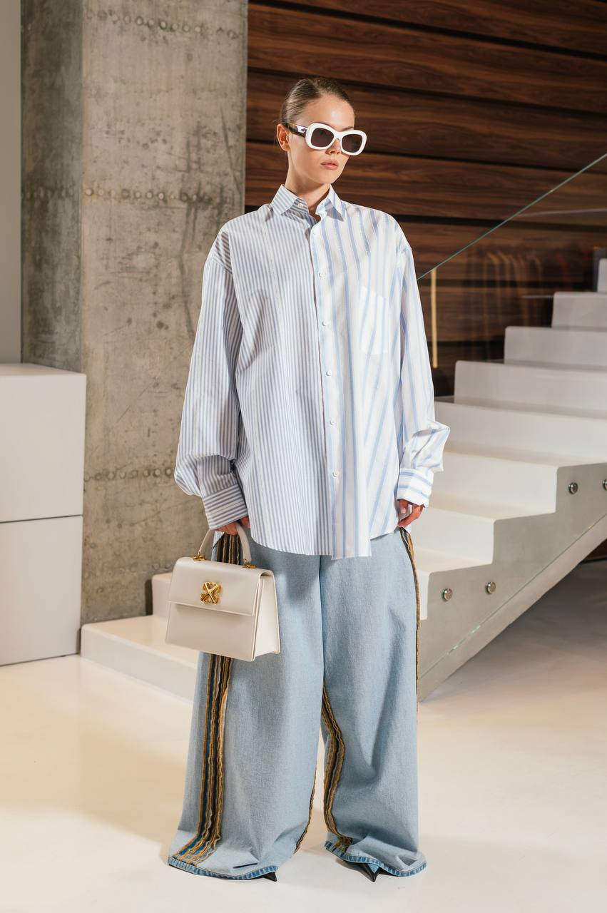 Blue striped shirt with logo Vetements 6