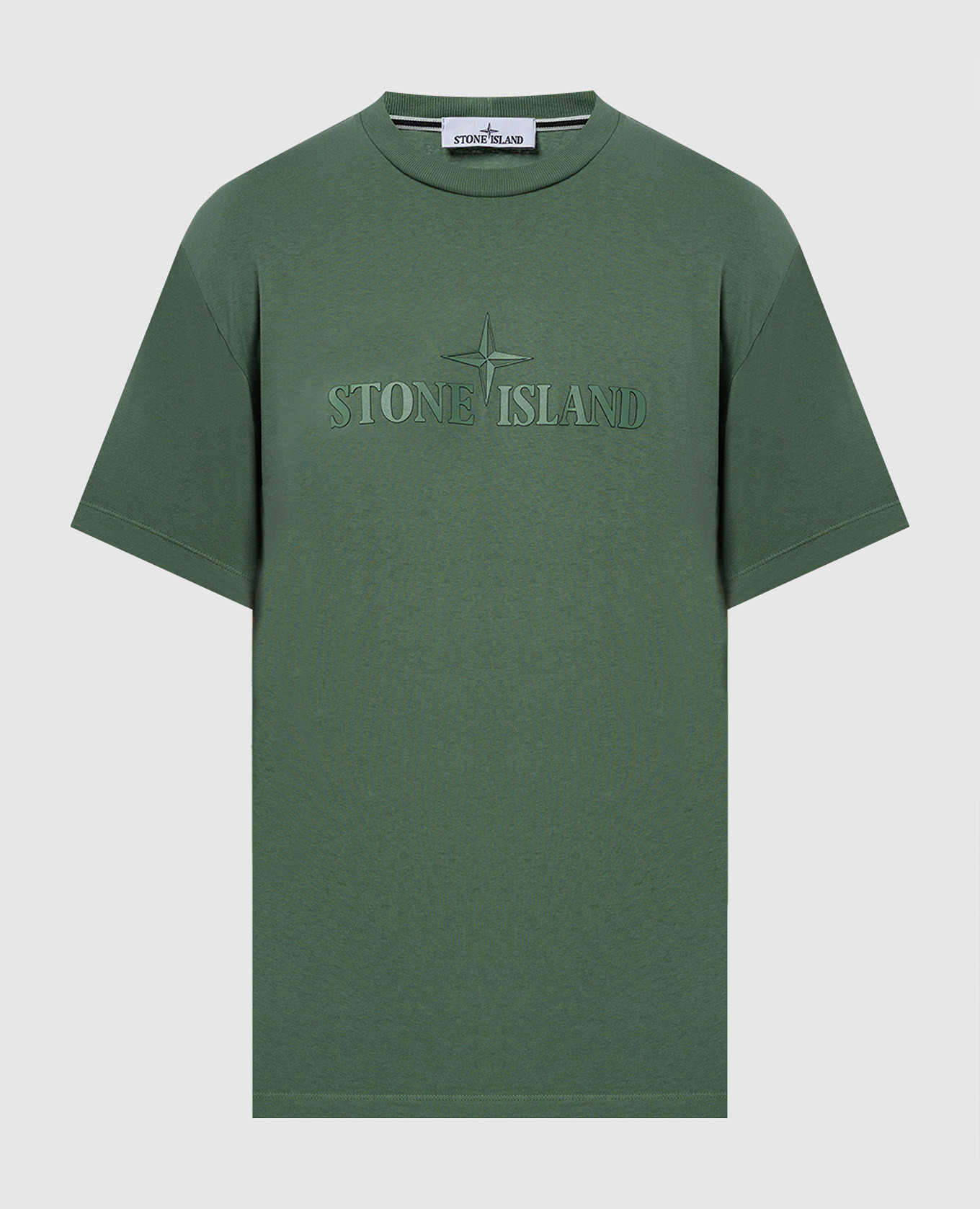 STONE  Tシャツ カーキ バックロゴ Stone Island - Green t-shirt with textured logo 81152NS80 - shop