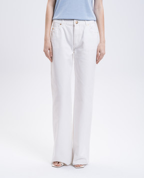 Balmain White jeans with logo patch FF1MI050DF78