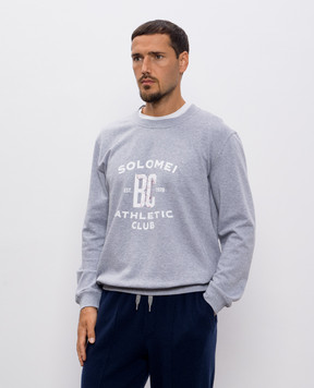 Brunello Cucinelli Grey melange sweatshirt with print MW8633380G