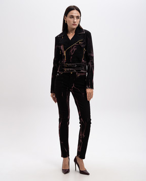 Versace Jeans Couture Black denim jacket in the style of a cowhide with a marble effect 77HAS460DW081F01