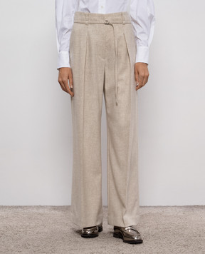 Brunello Cucinelli Beige wool and cashmere pants MB162P9050