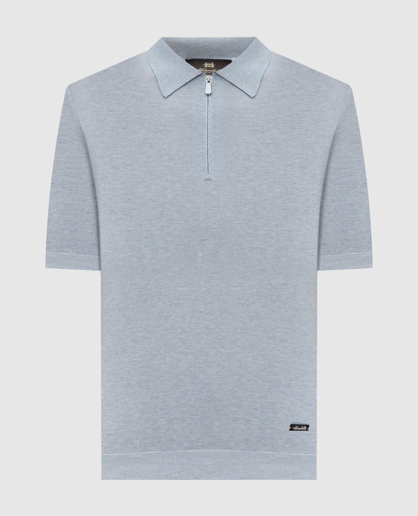 

Grey silk polo shirt with logo Enrico Mandelli