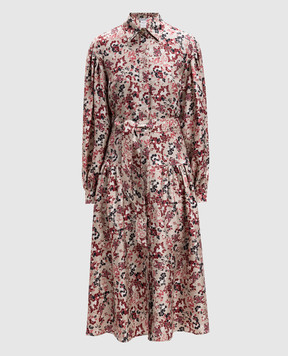 Max Mara RENIER beige floral print silk midi dress RENIER