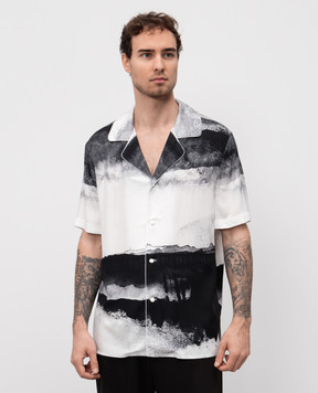 Balmain Gray Moon print shirt with logo EH0HN087VI27