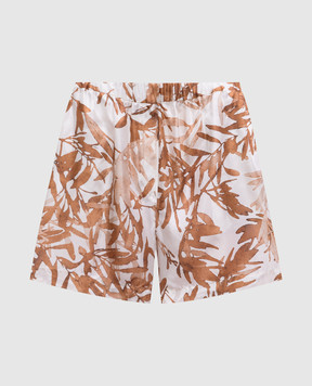 Brunello Cucinelli White printed silk shorts MQ999NL699