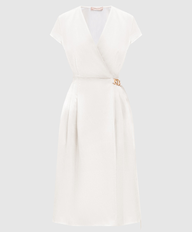Twinset - Beige linen wrap dress with logo 251TT2072 - shop with Bulgaria  delivery at Symbol