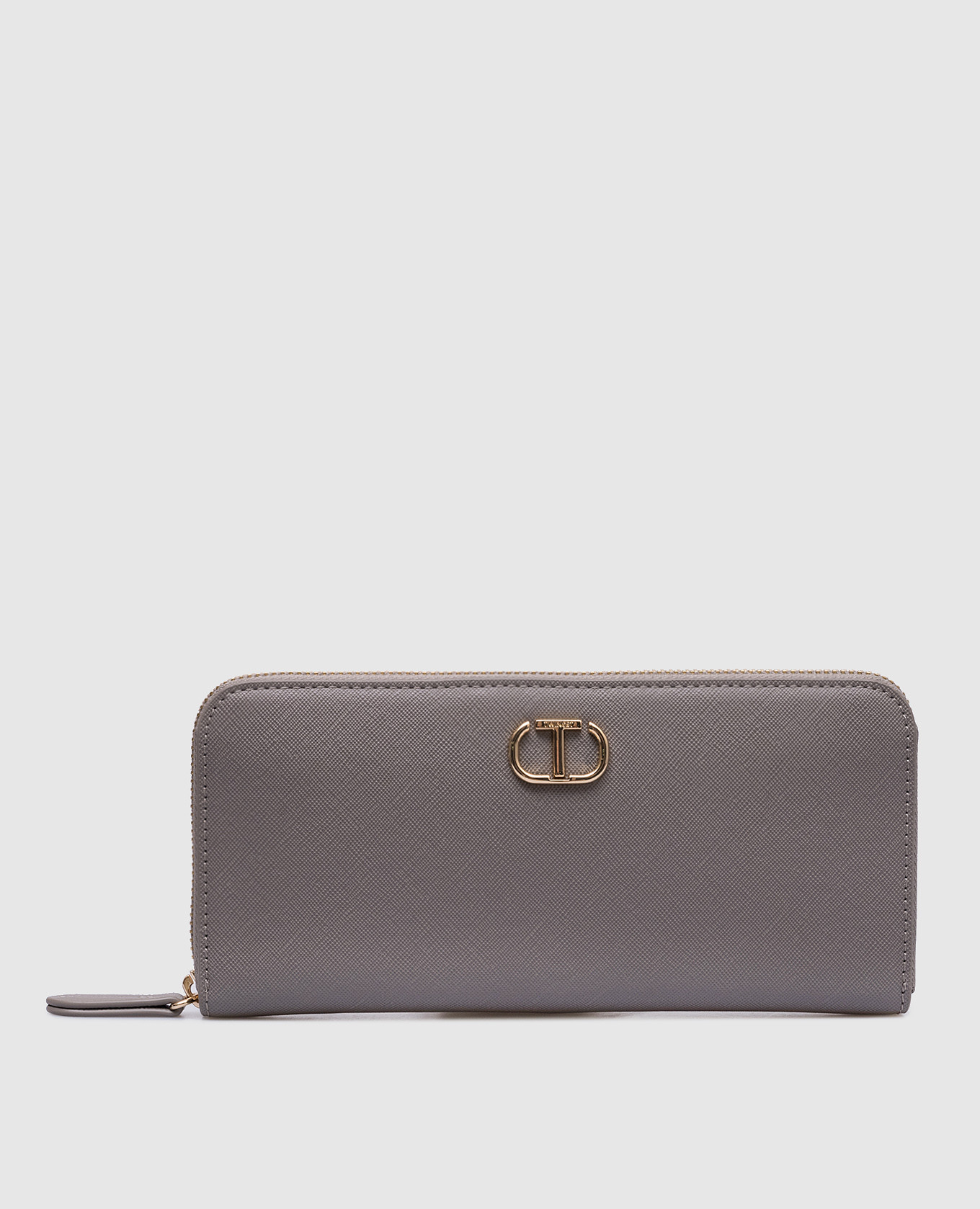 

Gray wallet with metal logo Twinset, Серый