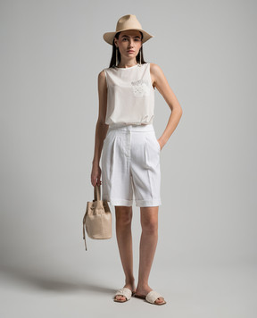 Peserico White silk top with sequins S0877900R207325