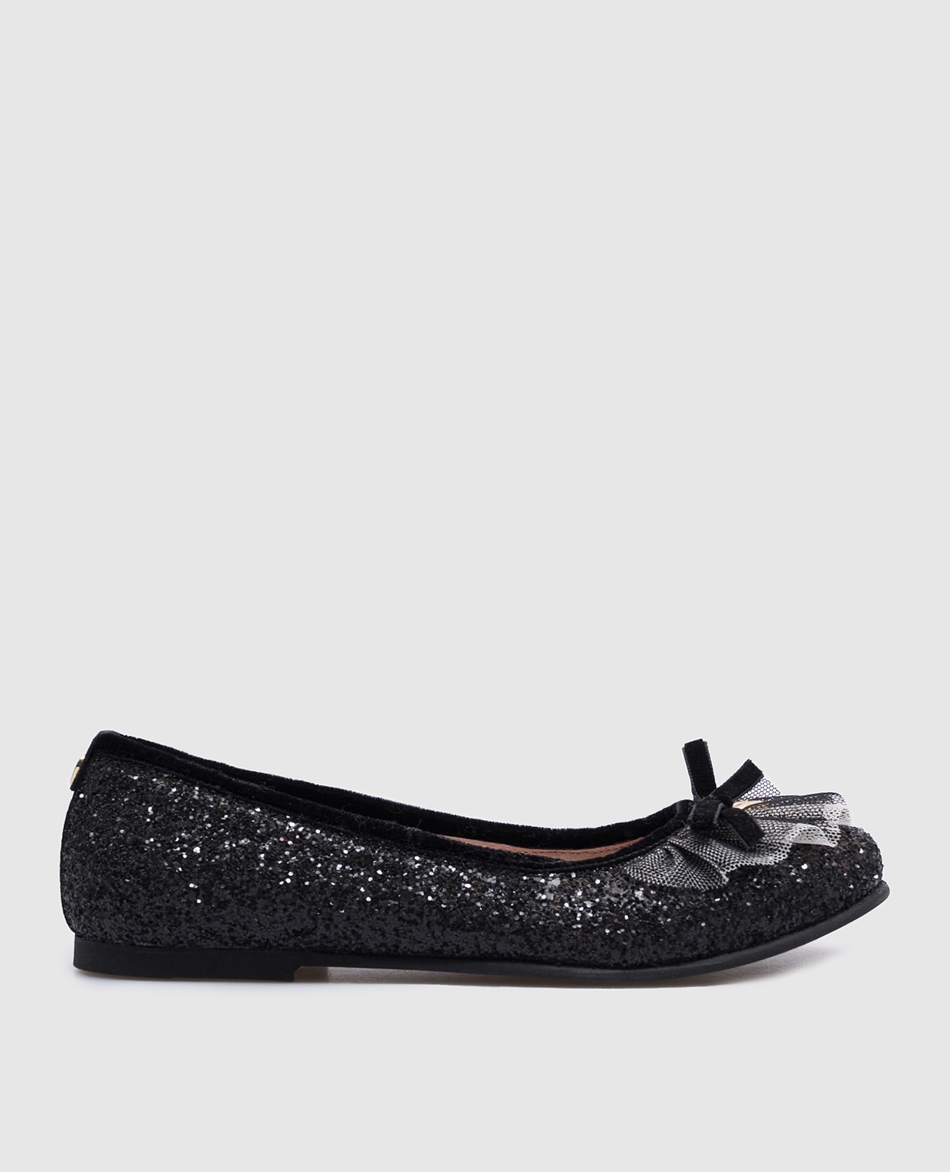 

Children's black leather ballet flats with glitter Twinset
