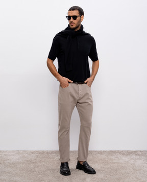 Brunello Cucinelli Black polo with silk MSE804825