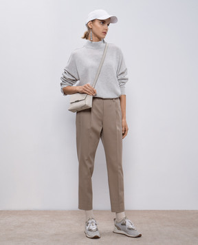 Brunello Cucinelli Khaki pants with monil chain MA126P8416