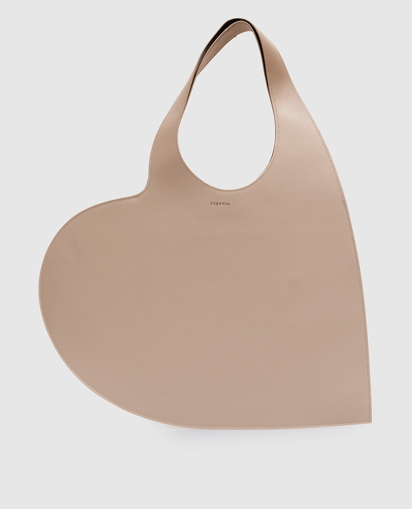 

Beige leather heart-shaped bag with logo Coperni