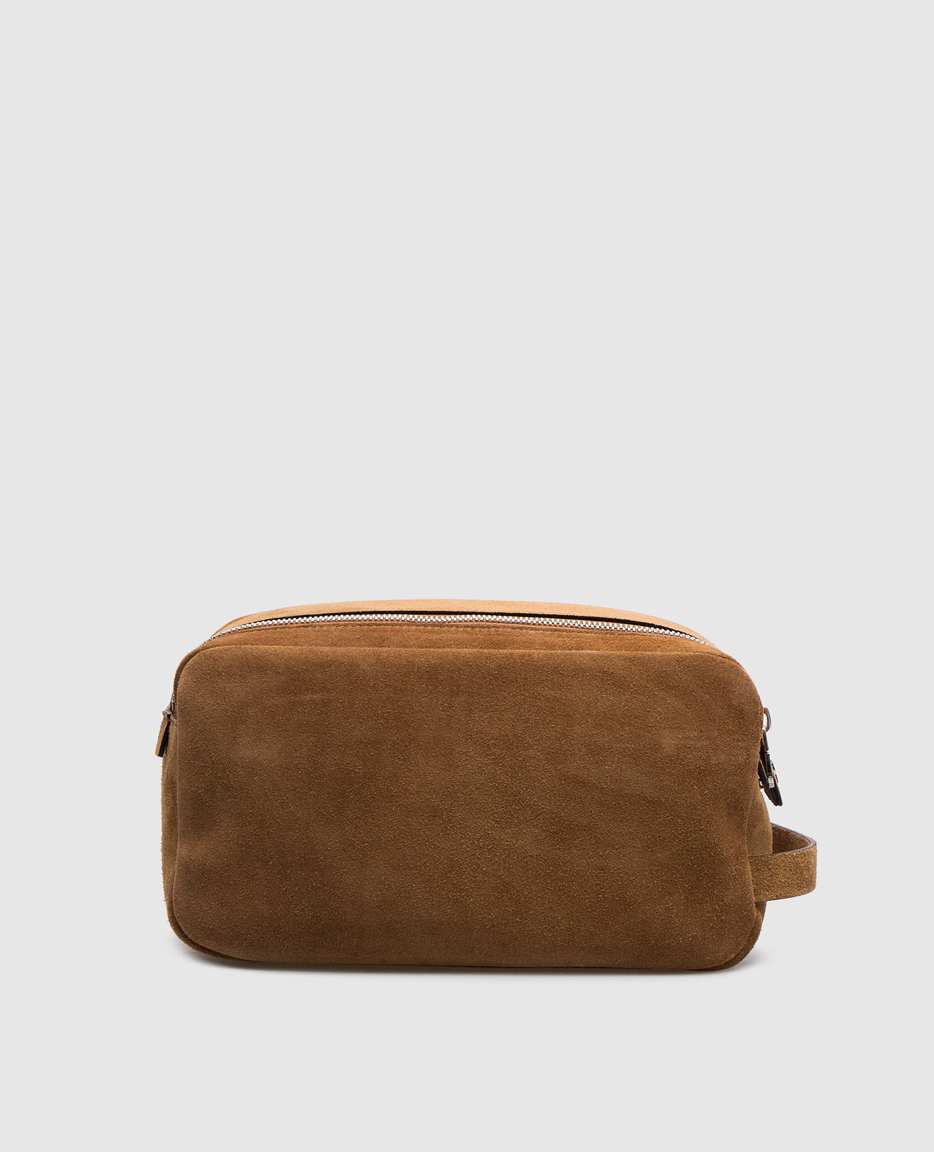 

Brown suede toiletry bag with logo Brunello Cucinelli