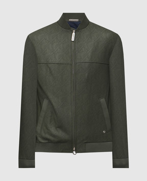 Stefano Ricci Green leather bomber jacket with monogram logo M7J5100170NPVESR