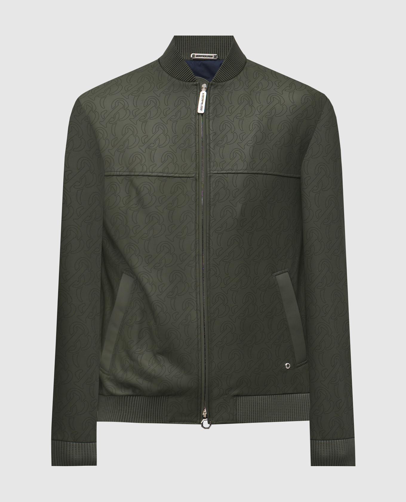 

Green leather bomber jacket with monogram logo Stefano Ricci