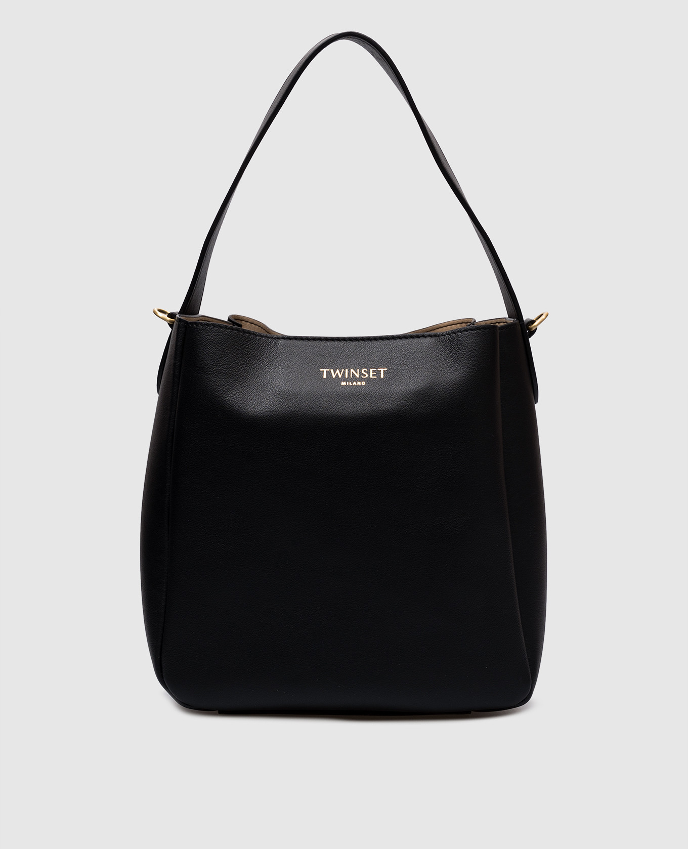 

Black leather Forever bag with logo Twinset