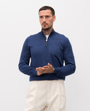 Brunello Cucinelli Blue cashmere, silk and linen jumper MSY00124