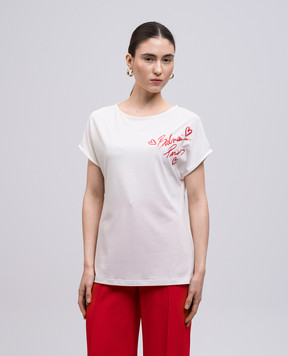 Balmain Lipstick white t-shirt EF0EG012BC99