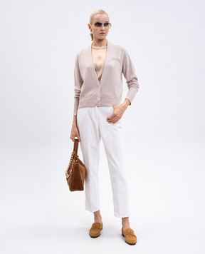 Peserico Beige cardigan made of wool, silk and cashmere A99365F129283A