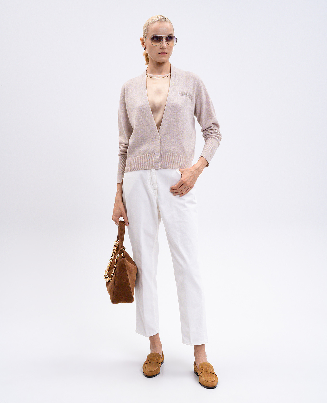 

Beige cardigan made of wool, silk and cashmere Peserico
