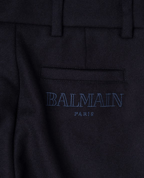 Balmain Children's blue wool trousers with lapels BX6P80I0283810