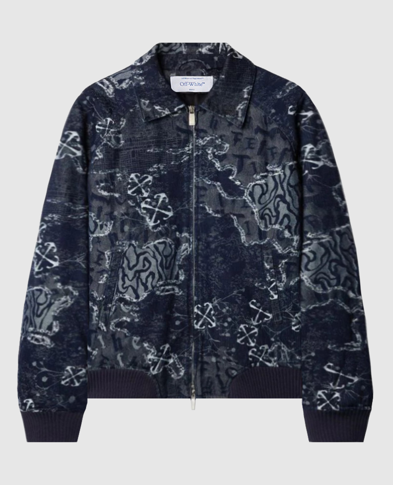 

Blue denim jacket in a branded pattern Off-White