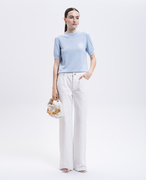 Balmain White jeans with logo patch FF1MI050DF78