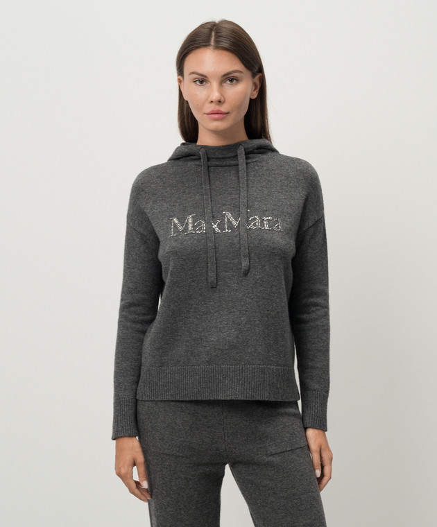 Max Mara - GORIZIA gray wool and cashmere hoodie with