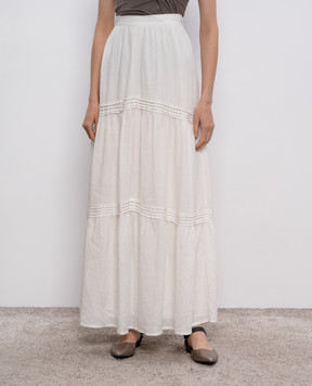 Ermanno Scervino White beaded nettle maxi skirt D302O302TBX
