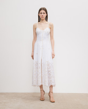 Charo Ruiz Mutti white linen dress with embroidery 244620