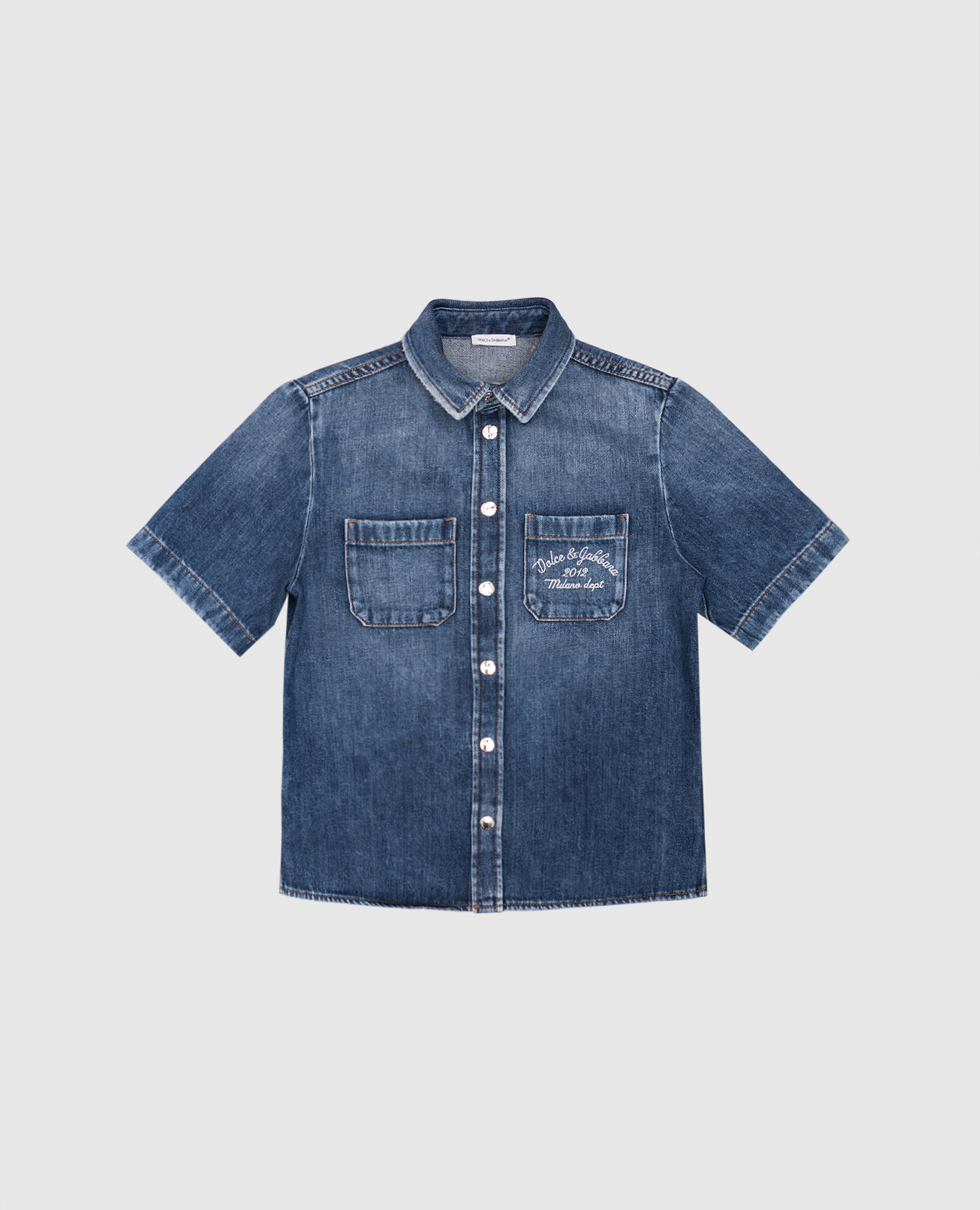 Children&#39;s blue denim shirt with logo Dolce&Gabbana