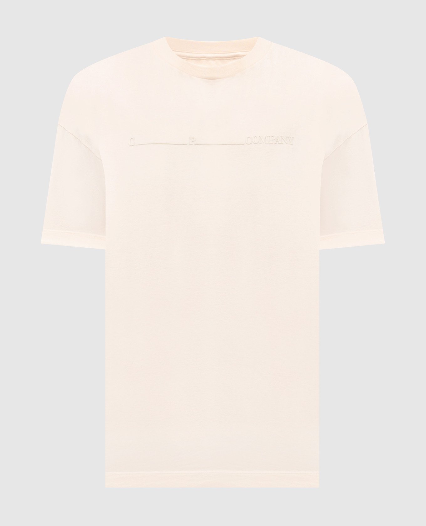 Beige T-shirt with textured logo C.P. Company