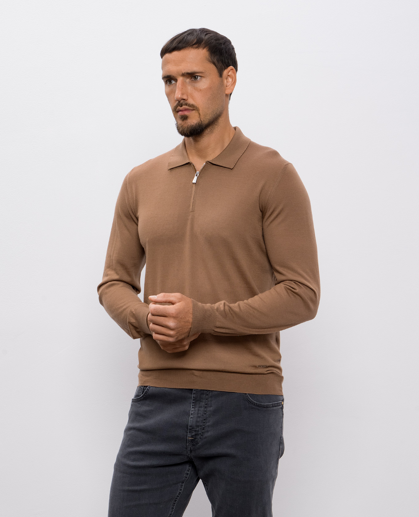 

Brown wool polo shirt Enrico Mandelli