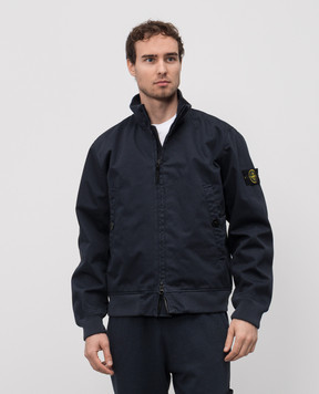 Stone Island Blue Raso Gommato 3L jacket with logo K1S154100012S0034