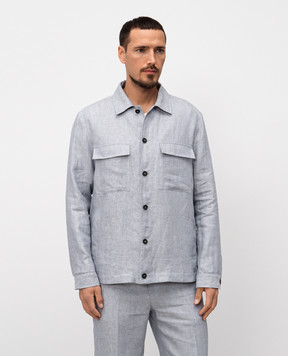 Peserico Blue linen shirt with a pattern R5223808266