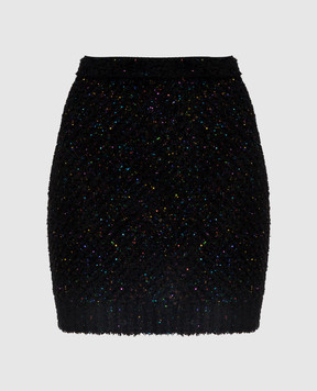 Balmain Black sequined silk skirt BF0LB005KF11
