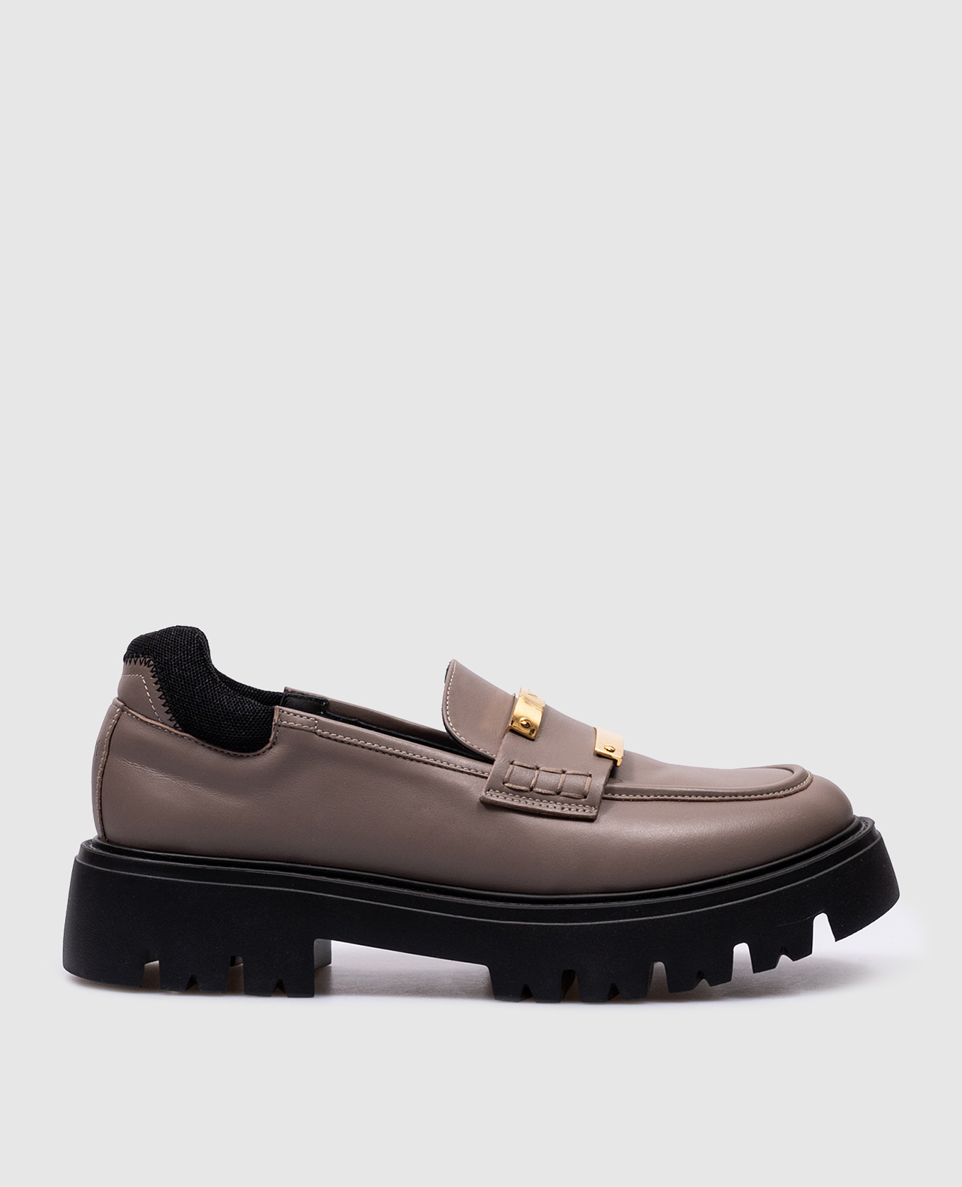 Beige leather loafers with logo n21